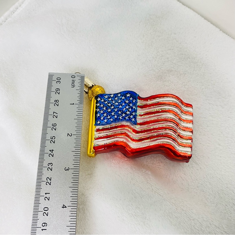 Old World Christmas Flag Star Spangled Banner Glass Ornament July 4th READ - Picture 8 of 13